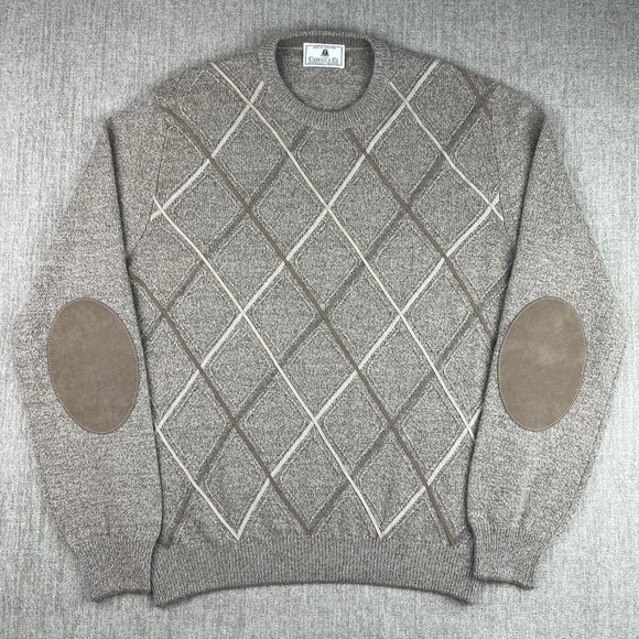 Carroll & Co Argyle Sweater Men's XL Cashmere Wool Minimalist Made In Scotland - Picture 1 of 9